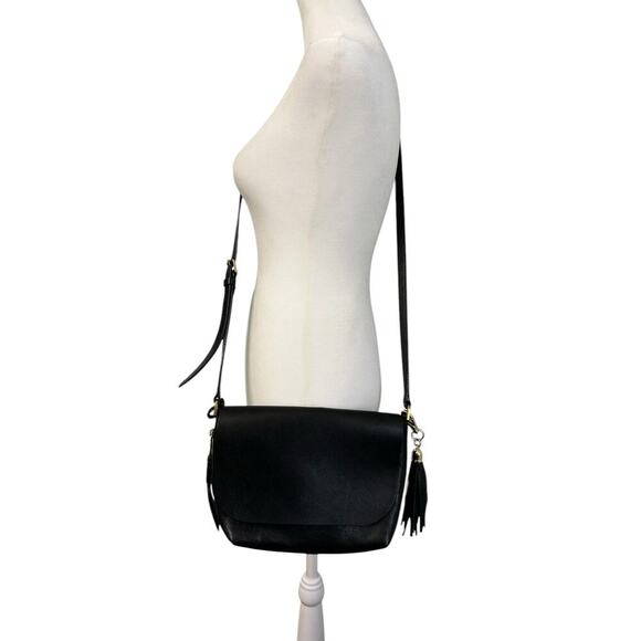 Fossil Maya Black Pebble Leather Small Flap Crossbody Bag Adjustable Strap Purse - Picture 2 of 16